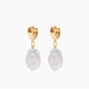 Gold and White Pearl Drop Earrings